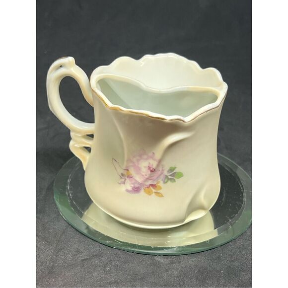 Vintage Nippon Floral Porcelain Shaving Mug Mustache Mug Hand Painted Cup - Picture 5 of 10